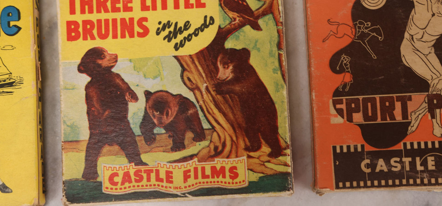 Lot 034 - Grouping Of Three Vintage 8mm Films By Castle Films Including Two Sport Parade Editions And "Three Little Bruins In The Woods" Children's Film