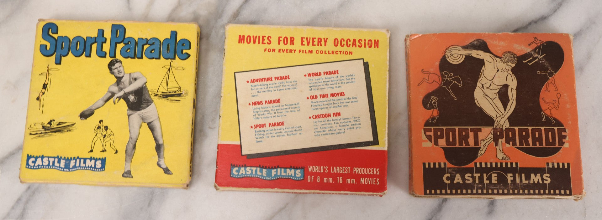Lot 034 - Grouping Of Three Vintage 8mm Films By Castle Films Including Two Sport Parade Editions And "Three Little Bruins In The Woods" Children's Film