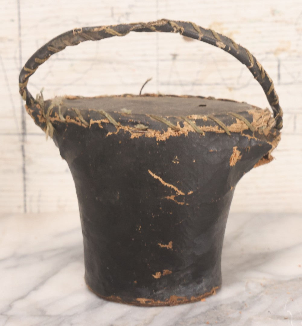 Lot 037 - Antique Painted Textile Doorstop Stuffed With Sawdust And Painted With White Flowers And Green Leaves, Note Splitting In Fabric, Some Sawdust Leaking