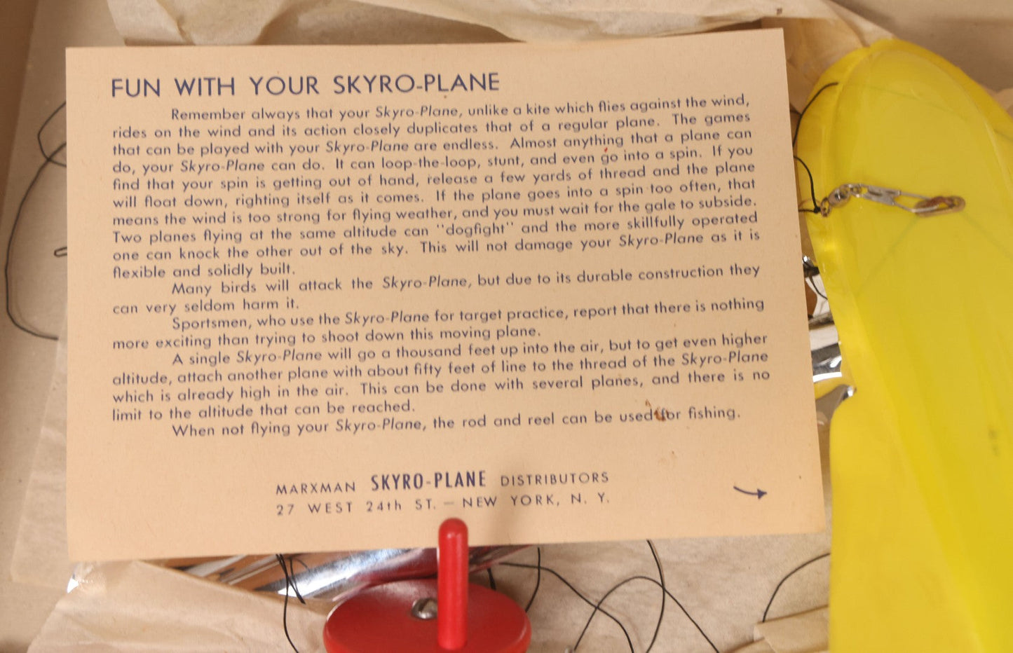 Lot 042 - Vintage Marxman Skyro Spaceship Flying Model Toy In Original Box, A Skycraft Product, New York, Us Patent No. 2593979