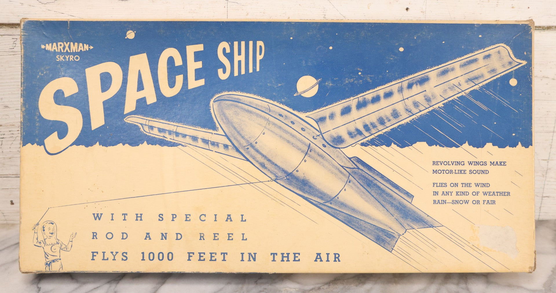 Lot 042 - Vintage Marxman Skyro Spaceship Flying Model Toy In Original Box, A Skycraft Product, New York, Us Patent No. 2593979