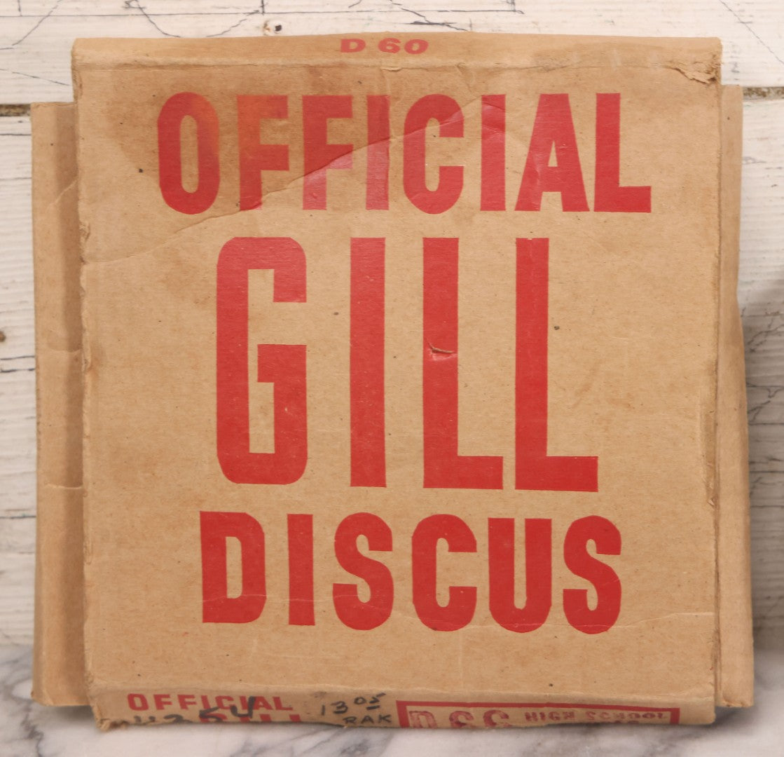Lot 043 - Vintage Official Gill Discus No. D66 High School Rubber, Sports Equipment, In Original Box