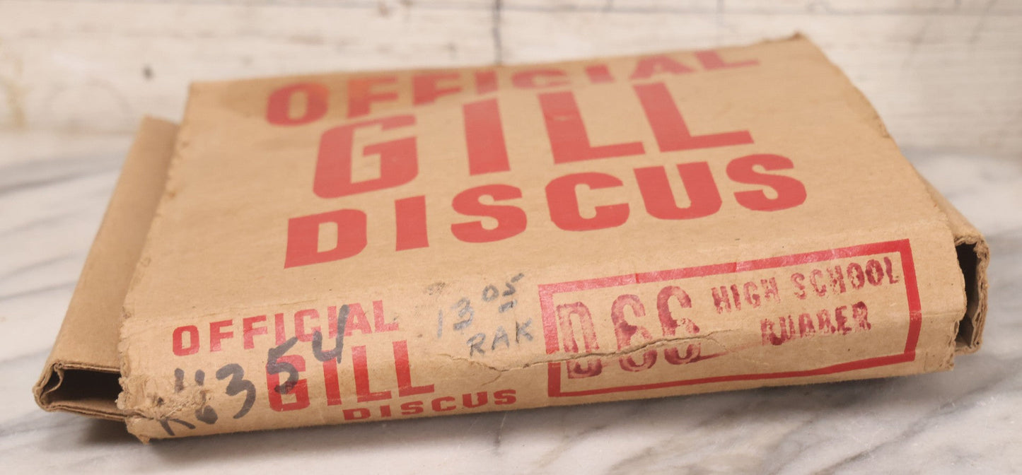 Lot 043 - Vintage Official Gill Discus No. D66 High School Rubber, Sports Equipment, In Original Box