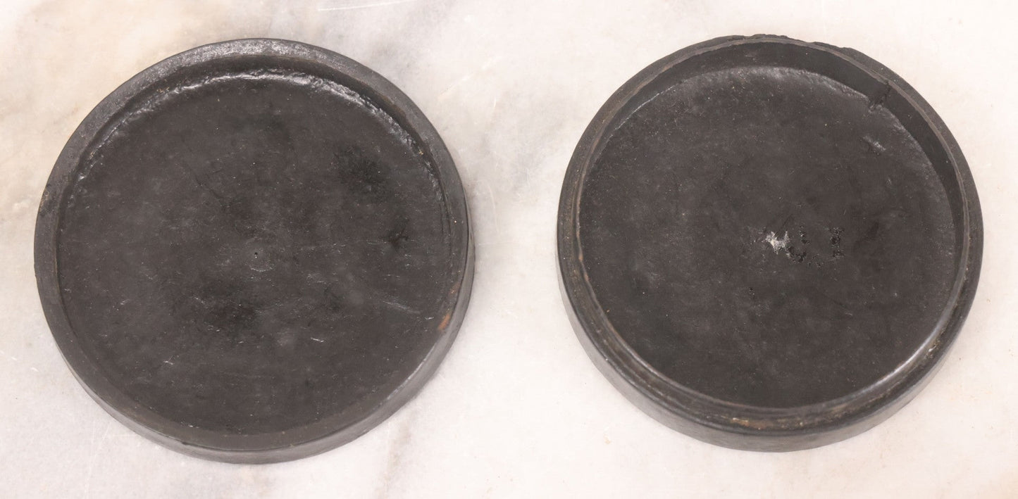 Lot 045 - Antique Black Lacquered Papier Mache Dresser Box With Horse Drawn Carriage Landscape Scene, Note Chip To Side