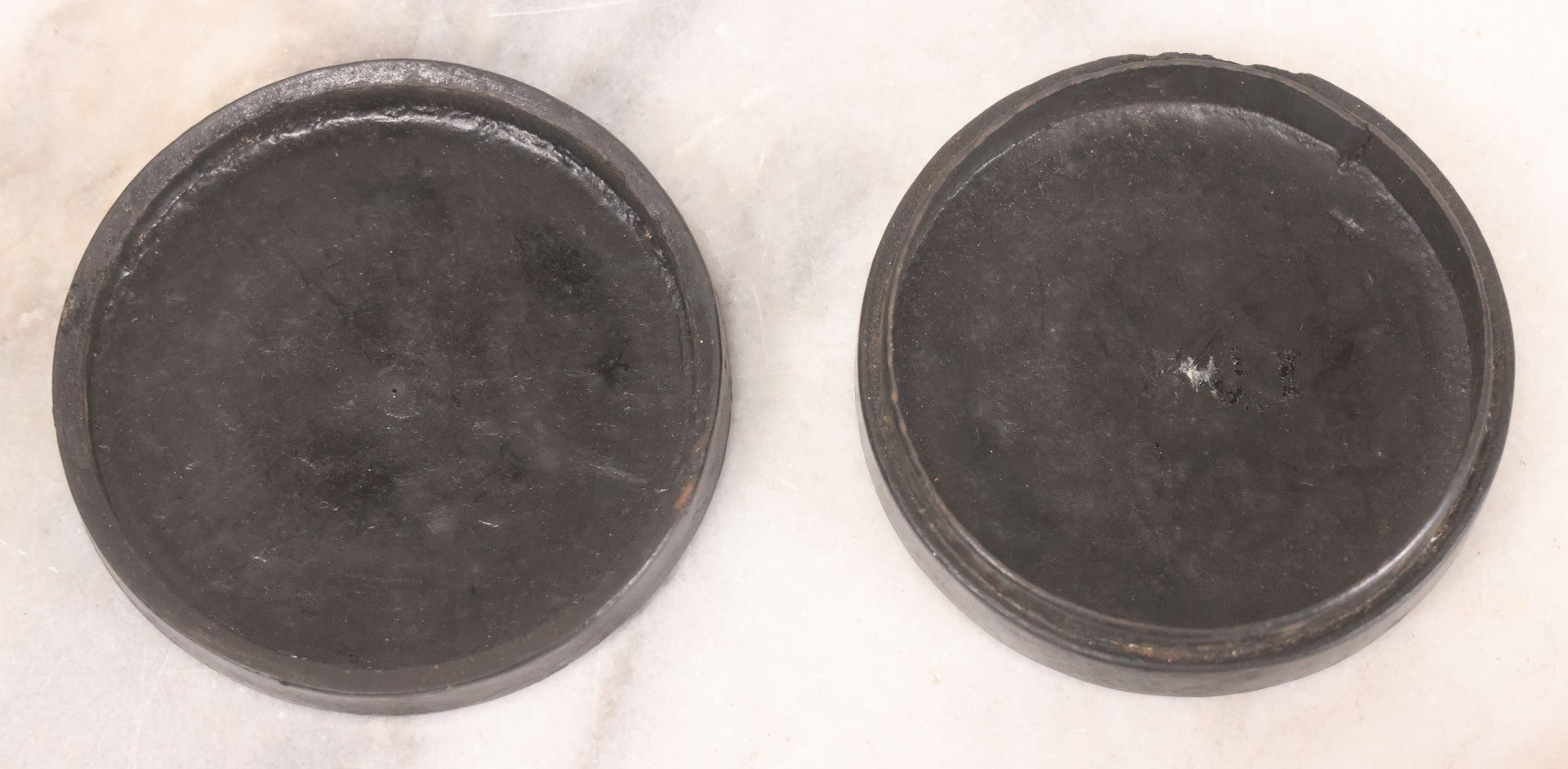 Lot 045 - Antique Black Lacquered Papier Mache Dresser Box With Horse Drawn Carriage Landscape Scene, Note Chip To Side