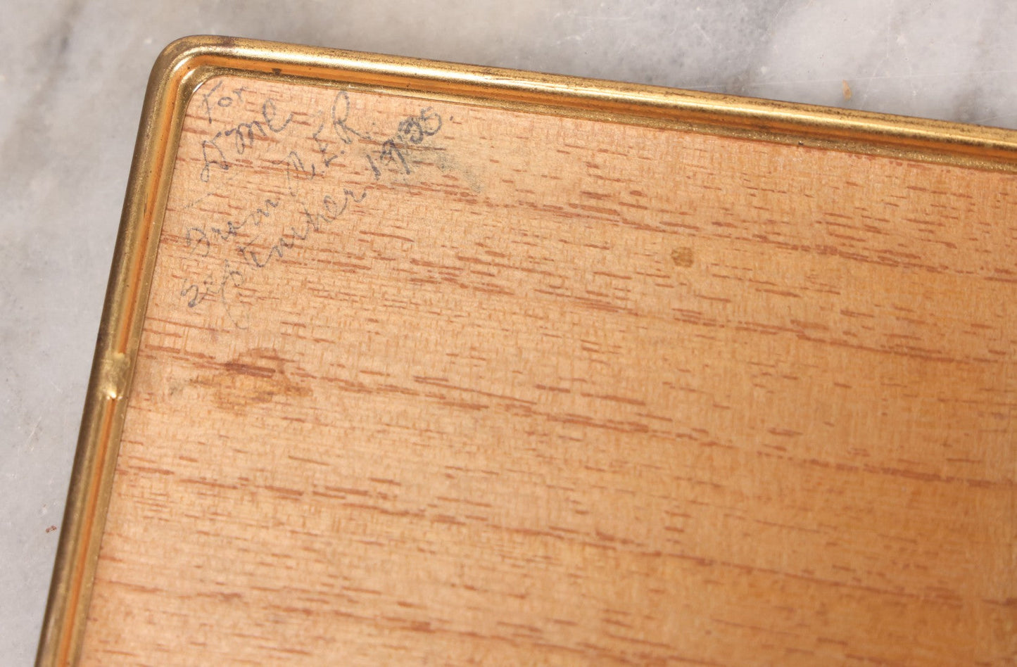 Lot 060 - Vintage Green Enamel Cigarette Case With Cameo Portrait Of Woman, Wood Lined Interior, With Gift Inscription Dated 1935