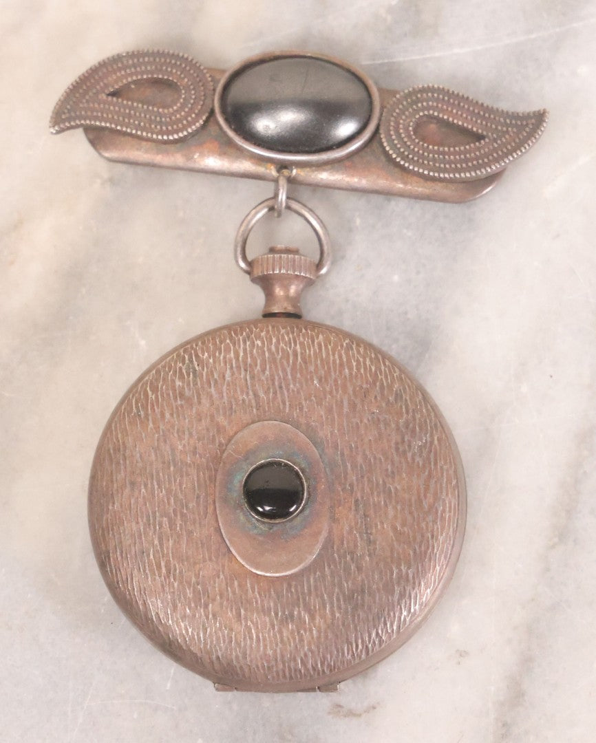 Lot 068 - Vintage Hanging Locket Brooch With Black Adornments