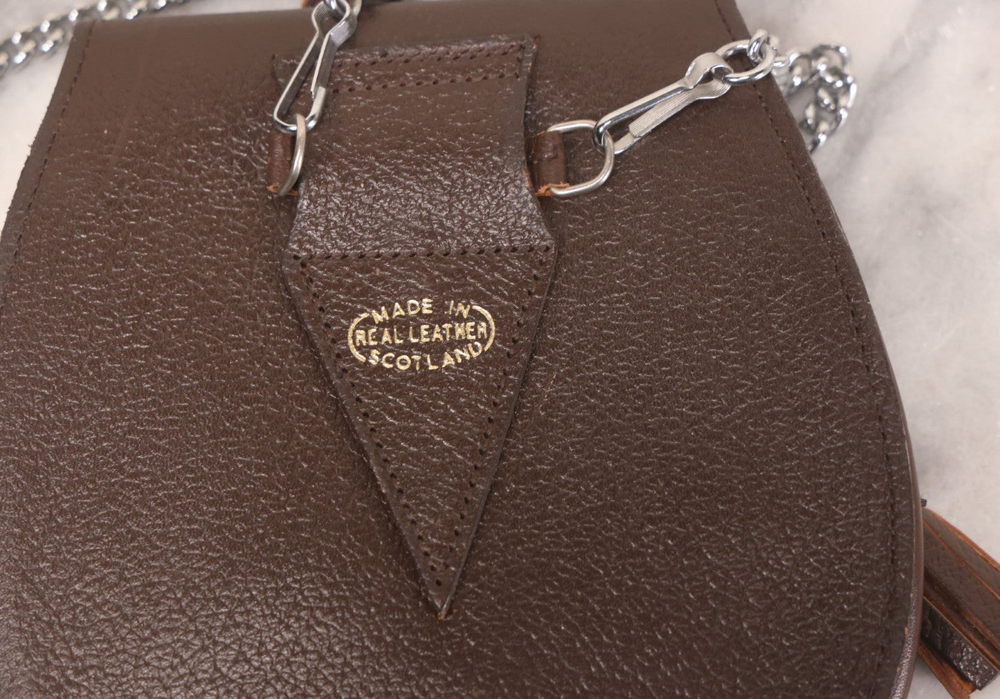 Lot 071 - Vintage Brown Leather Scottish Sporran Purse, Made With Real Leather In Scotland