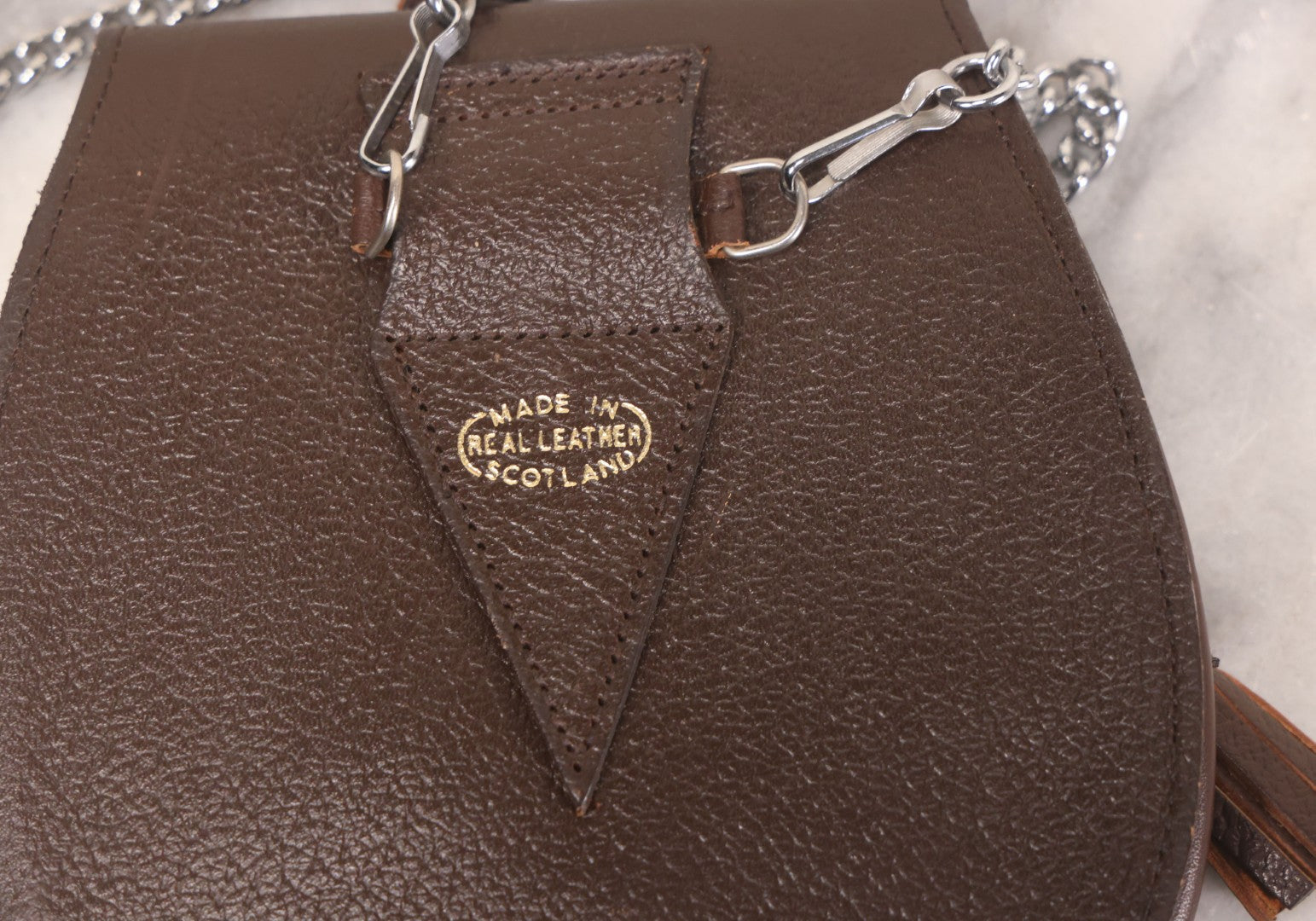 Lot 071 - Vintage Brown Leather Scottish Sporran Purse, Made With Real Leather In Scotland