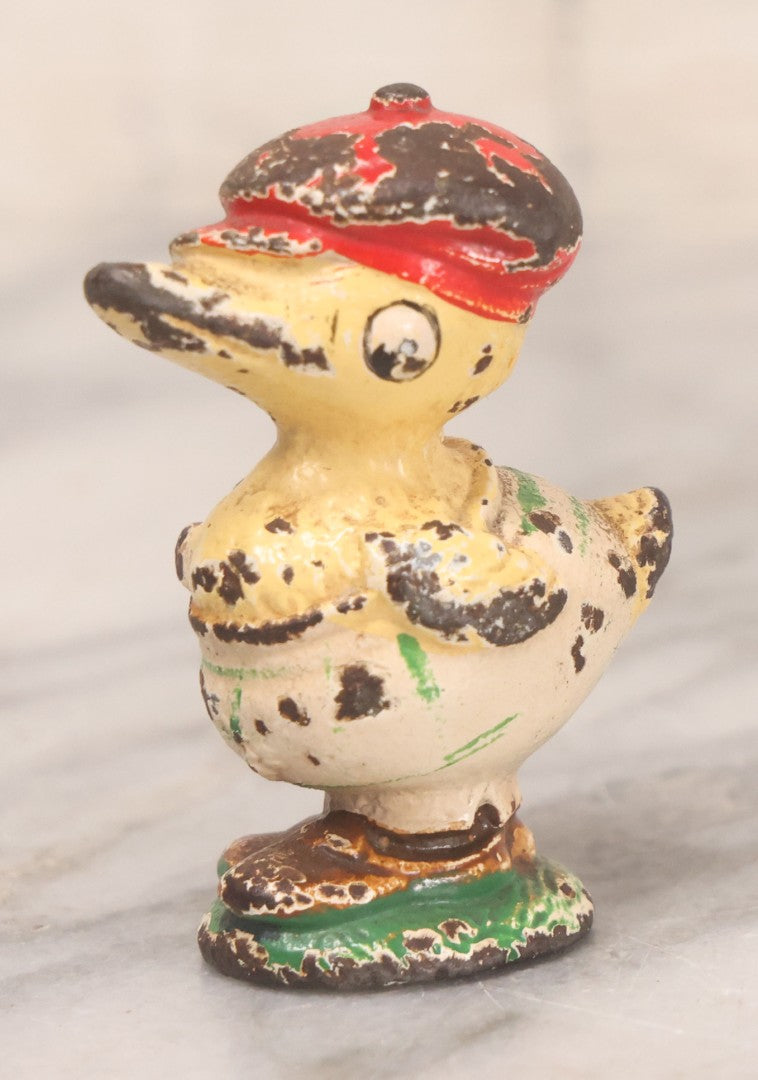 Lot 072 - Vintage Hubley Cast Iron Duck Golfer Paperweight With Original Paint, 2-3/8" H