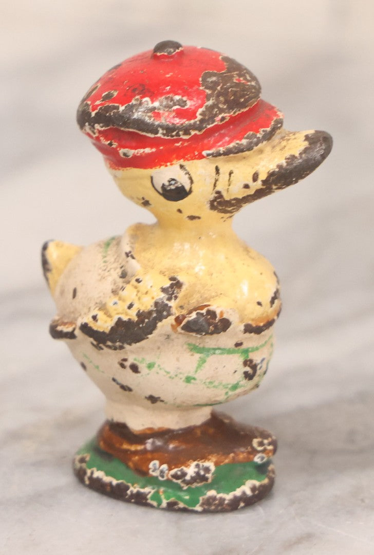 Lot 072 - Vintage Hubley Cast Iron Duck Golfer Paperweight With Original Paint, 2-3/8" H