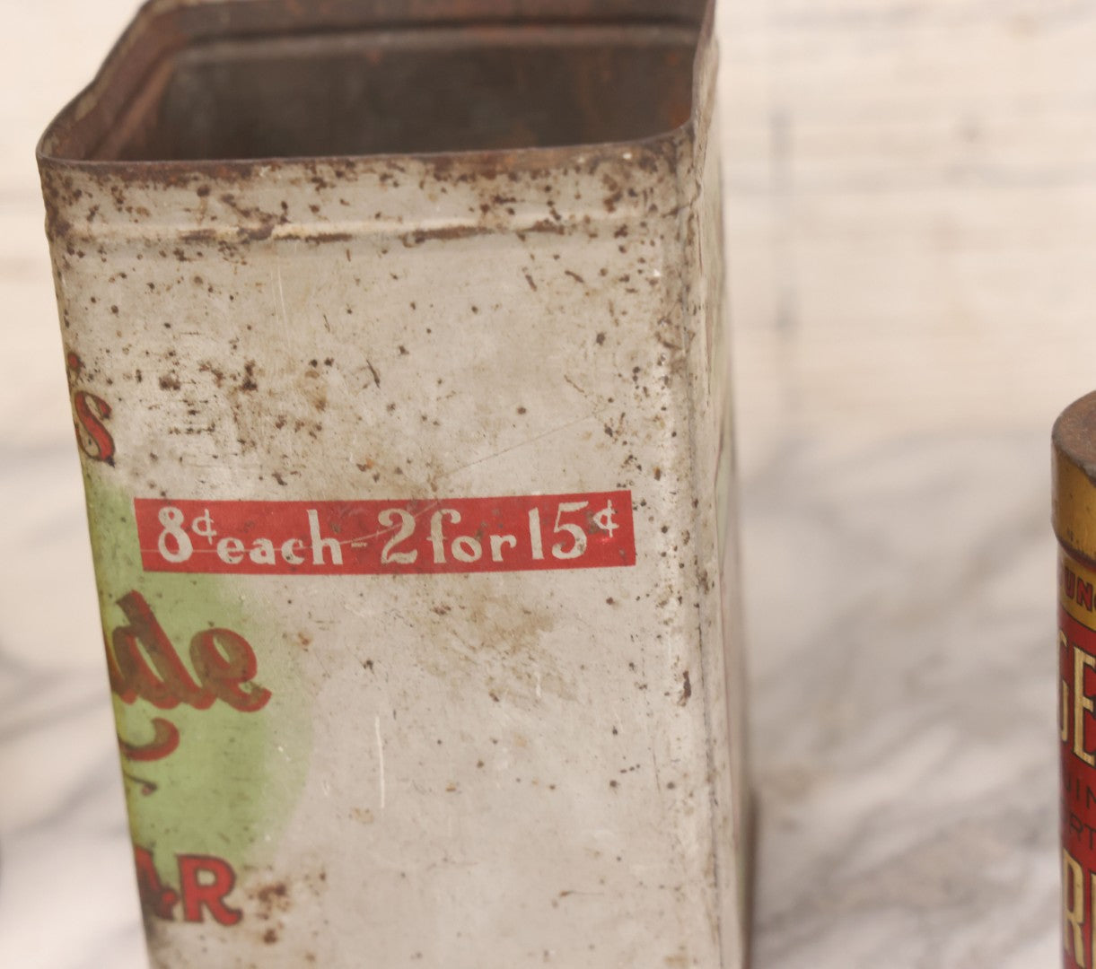 Lot 075 - Four Piece Vintage Tin Grouping Including Bugler Cigarette Tobacco, Niles & Moser's Handmade Quality Cigars, Folger's Paprika, And John D. Jr. Hand Soap