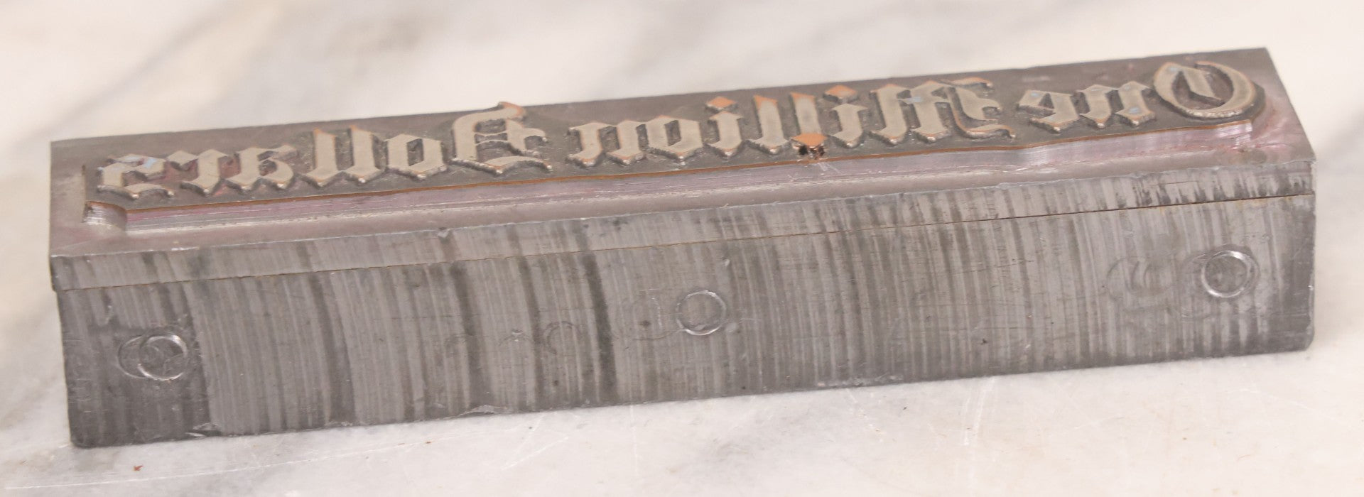 Lot 076 - Vintage Heavy Metal Printing Block For "One Million Dollars"