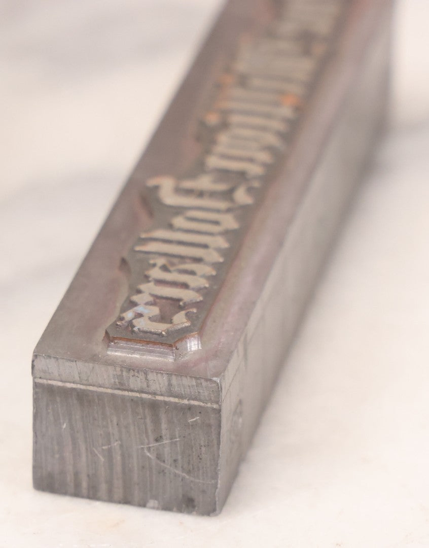 Lot 076 - Vintage Heavy Metal Printing Block For "One Million Dollars"