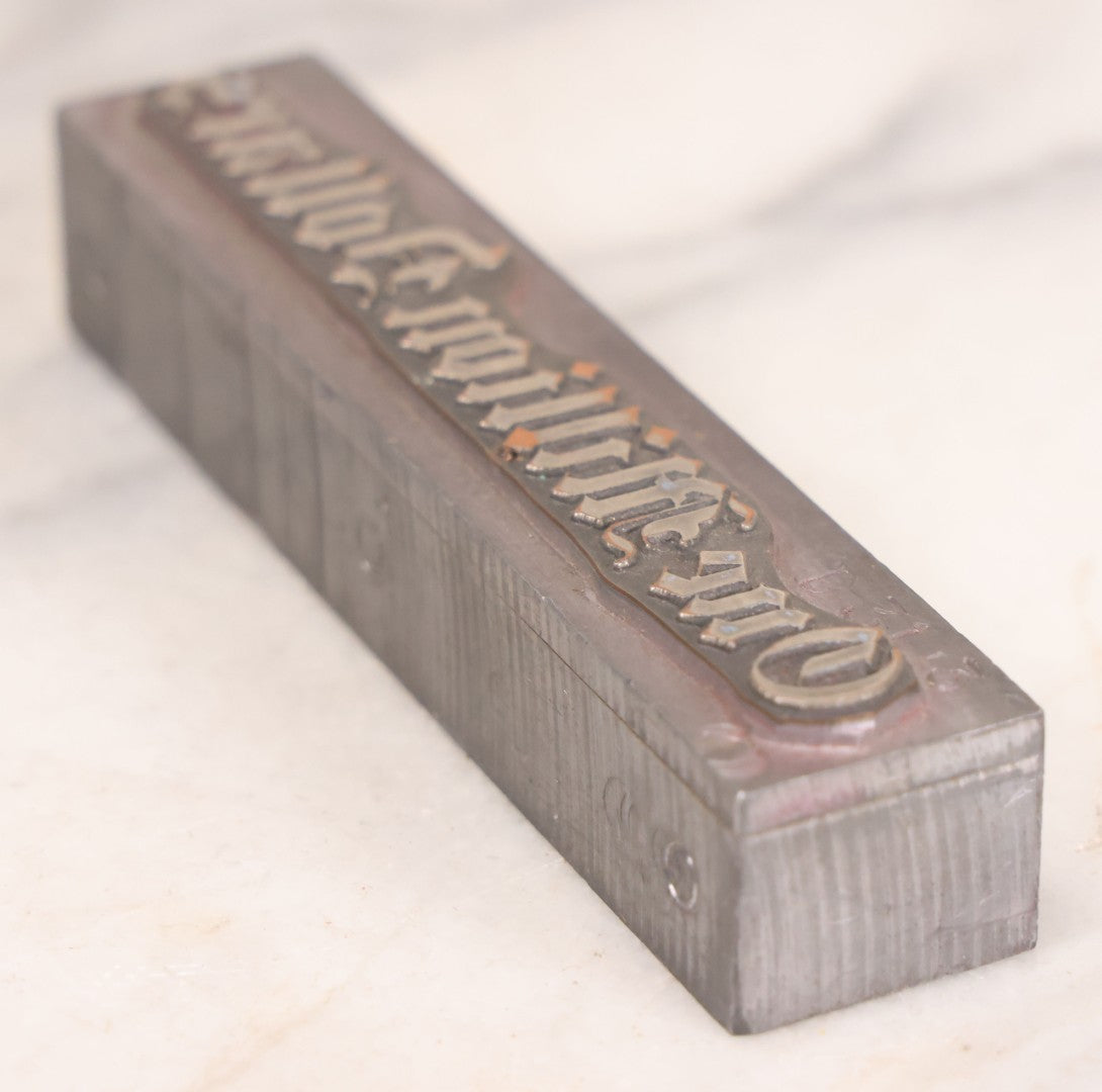 Lot 076 - Vintage Heavy Metal Printing Block For "One Million Dollars"