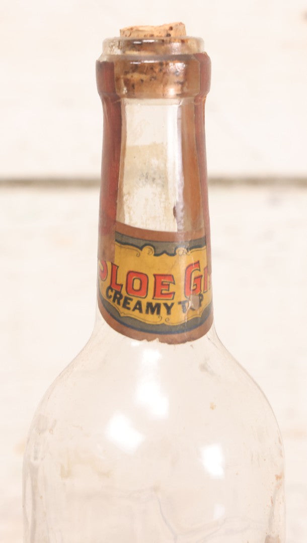 Lot 078 - Vintage Powers Creamy Top Sloe Gin Glass Bottle With Original Paper Label, Made By Walter P. Powers, Chicago, Illinois, 10-3/4" H