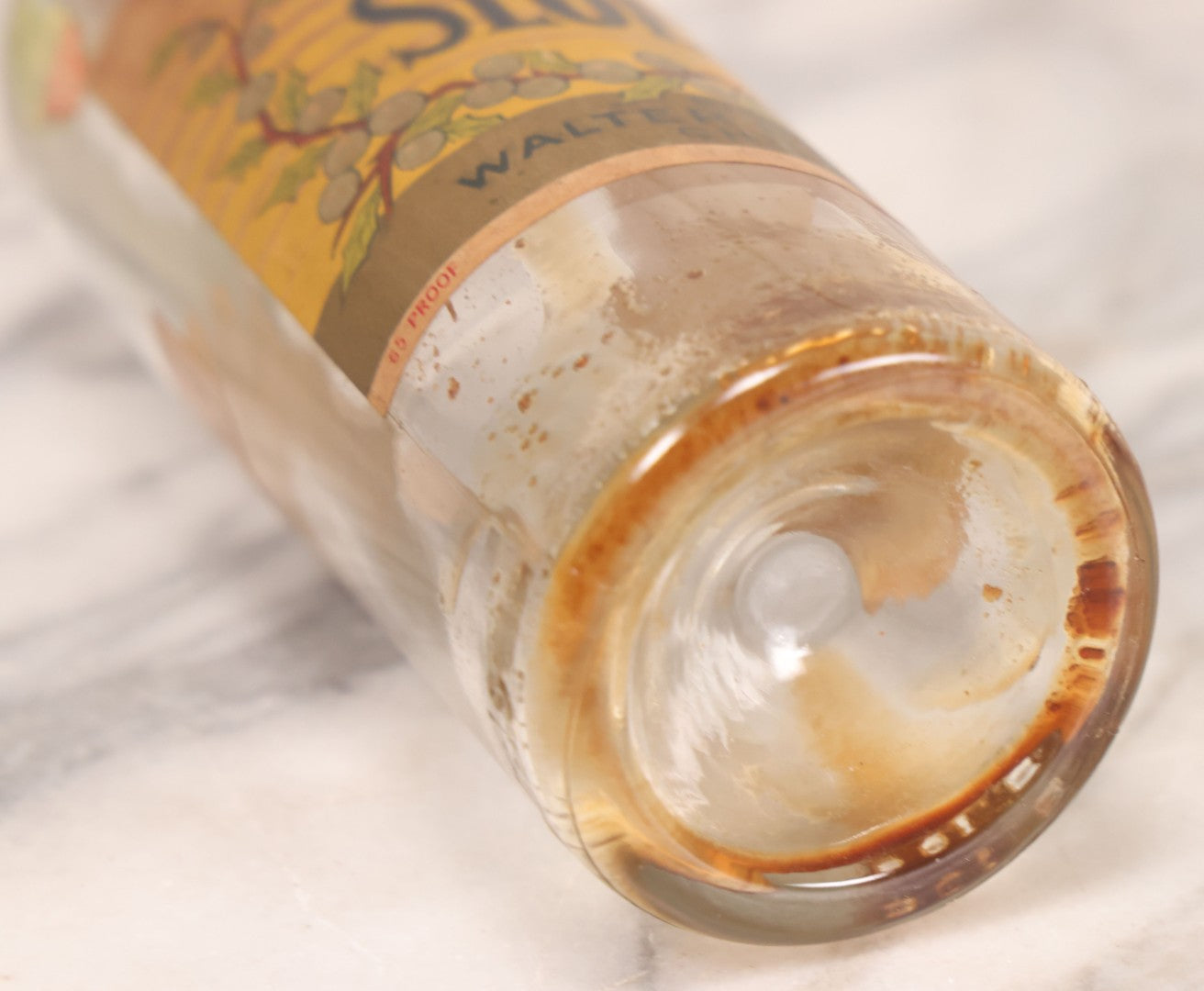 Lot 078 - Vintage Powers Creamy Top Sloe Gin Glass Bottle With Original Paper Label, Made By Walter P. Powers, Chicago, Illinois, 10-3/4" H