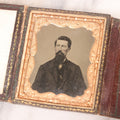 Lot 080 - Antique 1/6th Plate Tintype Photograph Of Distinguished Looking Man With Long Dark Beard In Leatherette Folder Case