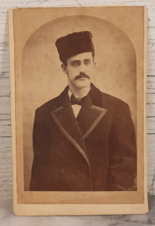 Lot 087 - Antique Cabinet Card Photograph Of Eastern European Man Photographed At Mrs. Humphrey's Photographic Gallery, 202 Bowery, New York, Gallery Advertises "French, Italian, And Spanish Spoken"