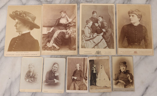 Lot 100 - Grouping Of Antique Photographs By British Photographers Including Four Cabinet Cards And Five Carte De Visite C.D.V. Photos By Photographers Including W. & D. Downey, Byrne & Co., Alexander Bassano, Elliott And Fry, And More