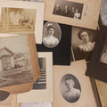 Lot 101 - Grouping Of 27 Vintage And Antique Photographs Including Many Portrait Photos, Two Photos Of Families Posing Outside, Tinted Photo Of Young Blonde Children, And Foldered Photo Of The Crockett Family Band