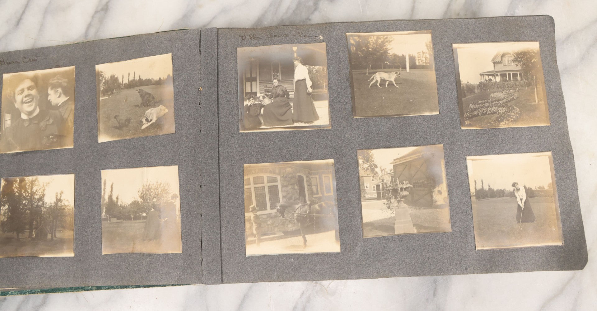 Lot 003 - Antique Snapshot Photo Album Belonging To Mary Eleanor Hill, Containing Photographs Taken In And Around "Brier Crest" In Villanova, Pennsylvania And "Eagle's Nest" In Grovetown, Georgia, With Over 300 Photographs, Including Women In Catacombs