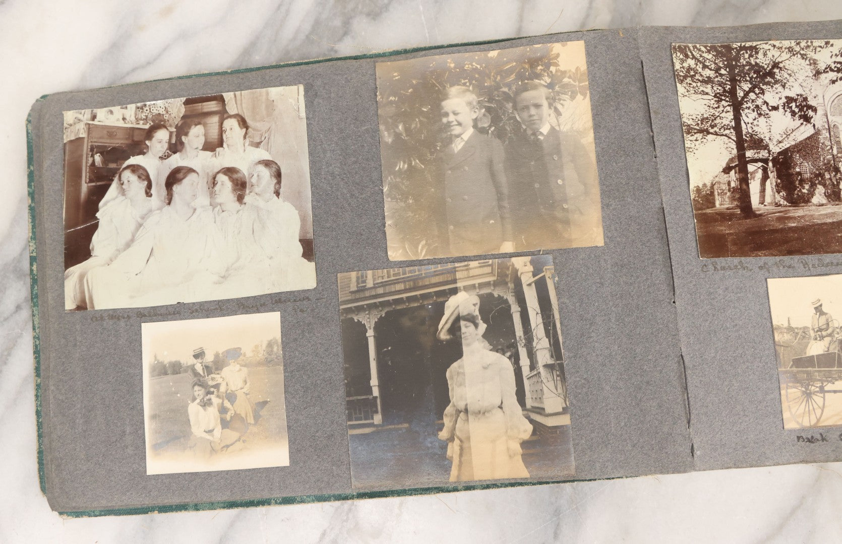 Lot 003 - Antique Snapshot Photo Album Belonging To Mary Eleanor Hill, Containing Photographs Taken In And Around "Brier Crest" In Villanova, Pennsylvania And "Eagle's Nest" In Grovetown, Georgia, With Over 300 Photographs, Including Women In Catacombs