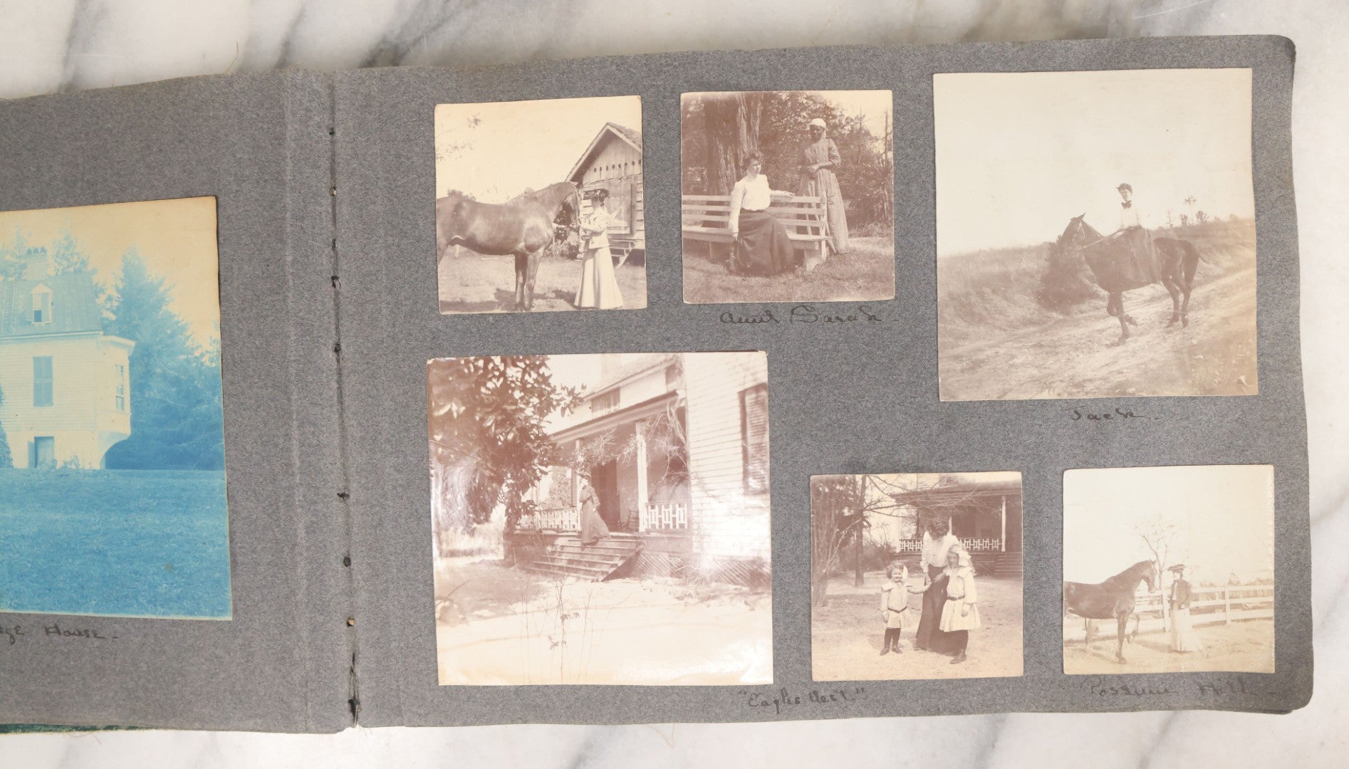 Lot 003 - Antique Snapshot Photo Album Belonging To Mary Eleanor Hill, Containing Photographs Taken In And Around "Brier Crest" In Villanova, Pennsylvania And "Eagle's Nest" In Grovetown, Georgia, With Over 300 Photographs, Including Women In Catacombs