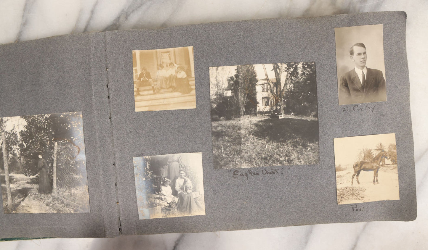 Lot 003 - Antique Snapshot Photo Album Belonging To Mary Eleanor Hill, Containing Photographs Taken In And Around "Brier Crest" In Villanova, Pennsylvania And "Eagle's Nest" In Grovetown, Georgia, With Over 300 Photographs, Including Women In Catacombs