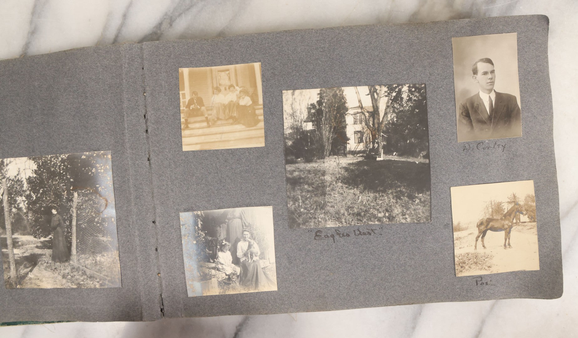 Lot 003 - Antique Snapshot Photo Album Belonging To Mary Eleanor Hill, Containing Photographs Taken In And Around "Brier Crest" In Villanova, Pennsylvania And "Eagle's Nest" In Grovetown, Georgia, With Over 300 Photographs, Including Women In Catacombs