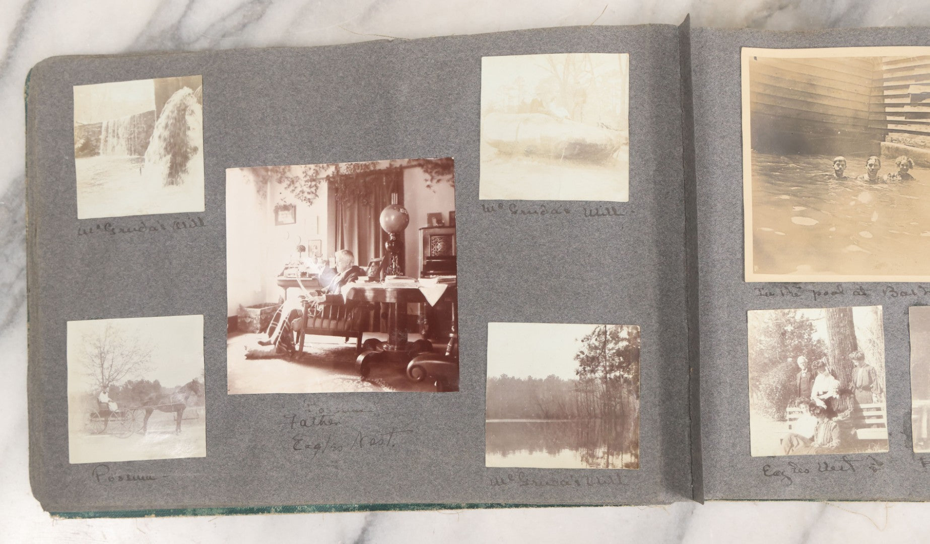 Lot 003 - Antique Snapshot Photo Album Belonging To Mary Eleanor Hill, Containing Photographs Taken In And Around "Brier Crest" In Villanova, Pennsylvania And "Eagle's Nest" In Grovetown, Georgia, With Over 300 Photographs, Including Women In Catacombs