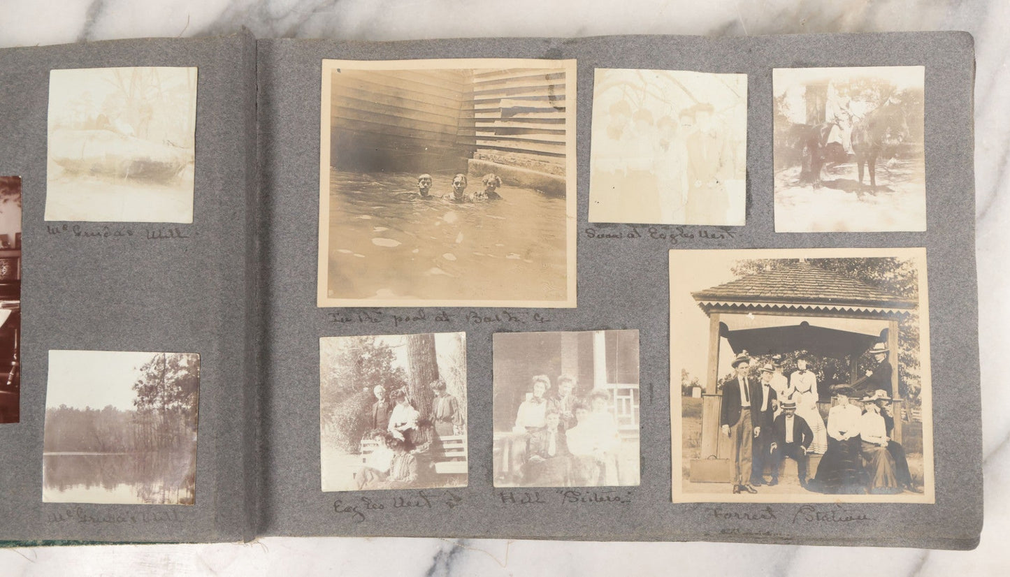 Lot 003 - Antique Snapshot Photo Album Belonging To Mary Eleanor Hill, Containing Photographs Taken In And Around "Brier Crest" In Villanova, Pennsylvania And "Eagle's Nest" In Grovetown, Georgia, With Over 300 Photographs, Including Women In Catacombs