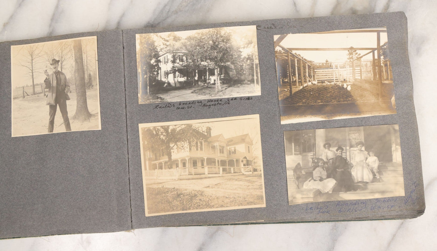 Lot 003 - Antique Snapshot Photo Album Belonging To Mary Eleanor Hill, Containing Photographs Taken In And Around "Brier Crest" In Villanova, Pennsylvania And "Eagle's Nest" In Grovetown, Georgia, With Over 300 Photographs, Including Women In Catacombs