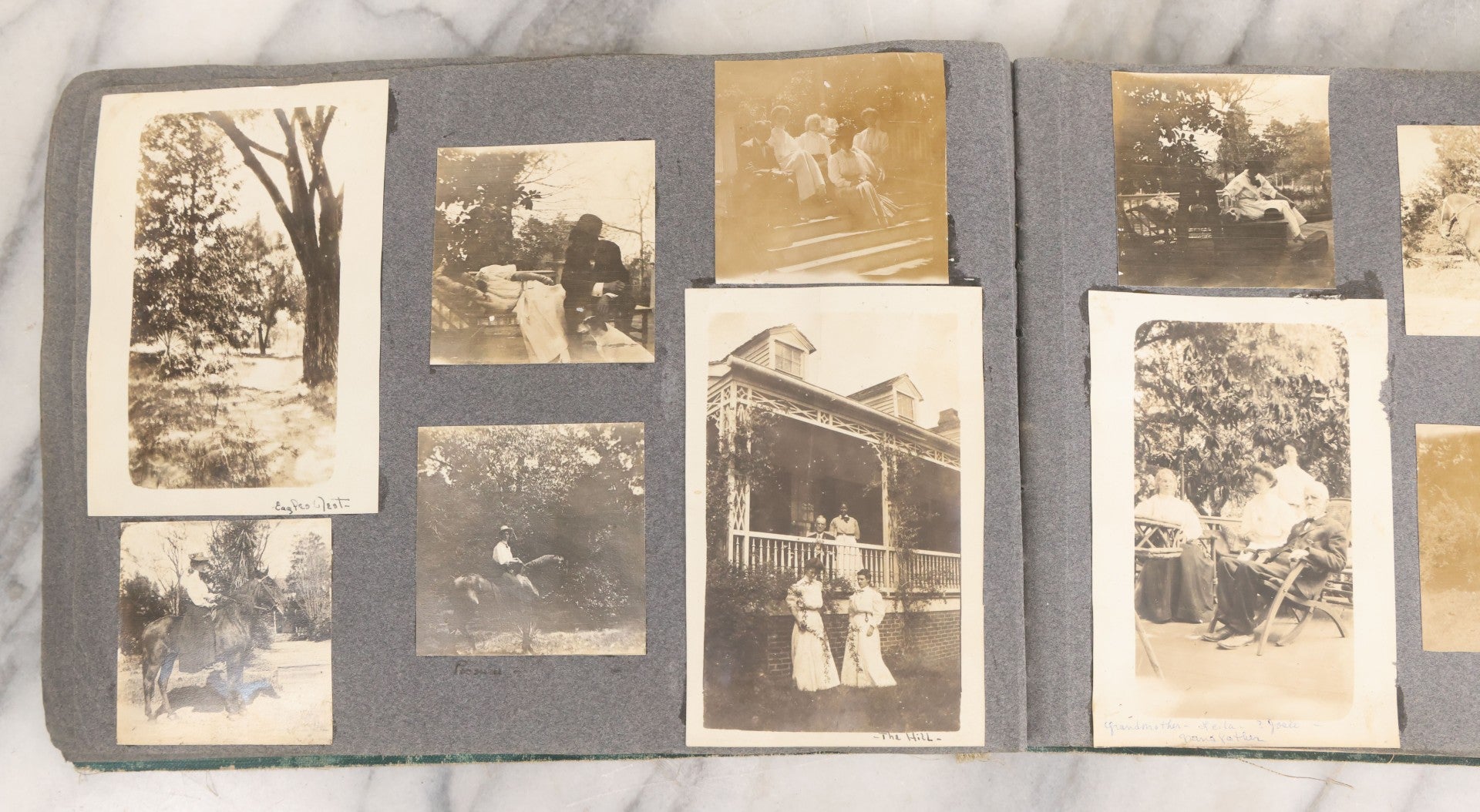 Lot 003 - Antique Snapshot Photo Album Belonging To Mary Eleanor Hill, Containing Photographs Taken In And Around "Brier Crest" In Villanova, Pennsylvania And "Eagle's Nest" In Grovetown, Georgia, With Over 300 Photographs, Including Women In Catacombs