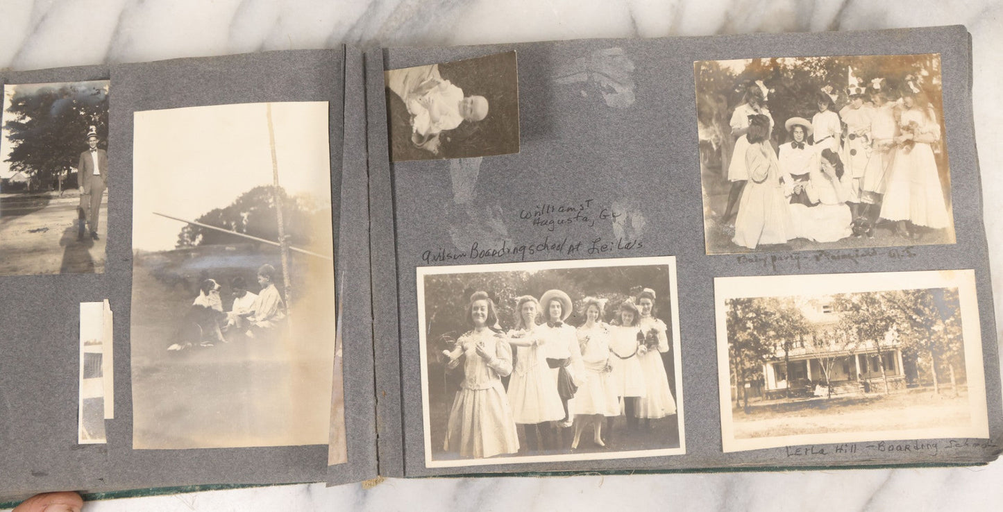 Lot 003 - Antique Snapshot Photo Album Belonging To Mary Eleanor Hill, Containing Photographs Taken In And Around "Brier Crest" In Villanova, Pennsylvania And "Eagle's Nest" In Grovetown, Georgia, With Over 300 Photographs, Including Women In Catacombs