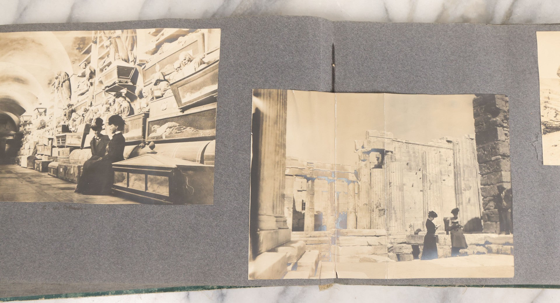 Lot 003 - Antique Snapshot Photo Album Belonging To Mary Eleanor Hill, Containing Photographs Taken In And Around "Brier Crest" In Villanova, Pennsylvania And "Eagle's Nest" In Grovetown, Georgia, With Over 300 Photographs, Including Women In Catacombs