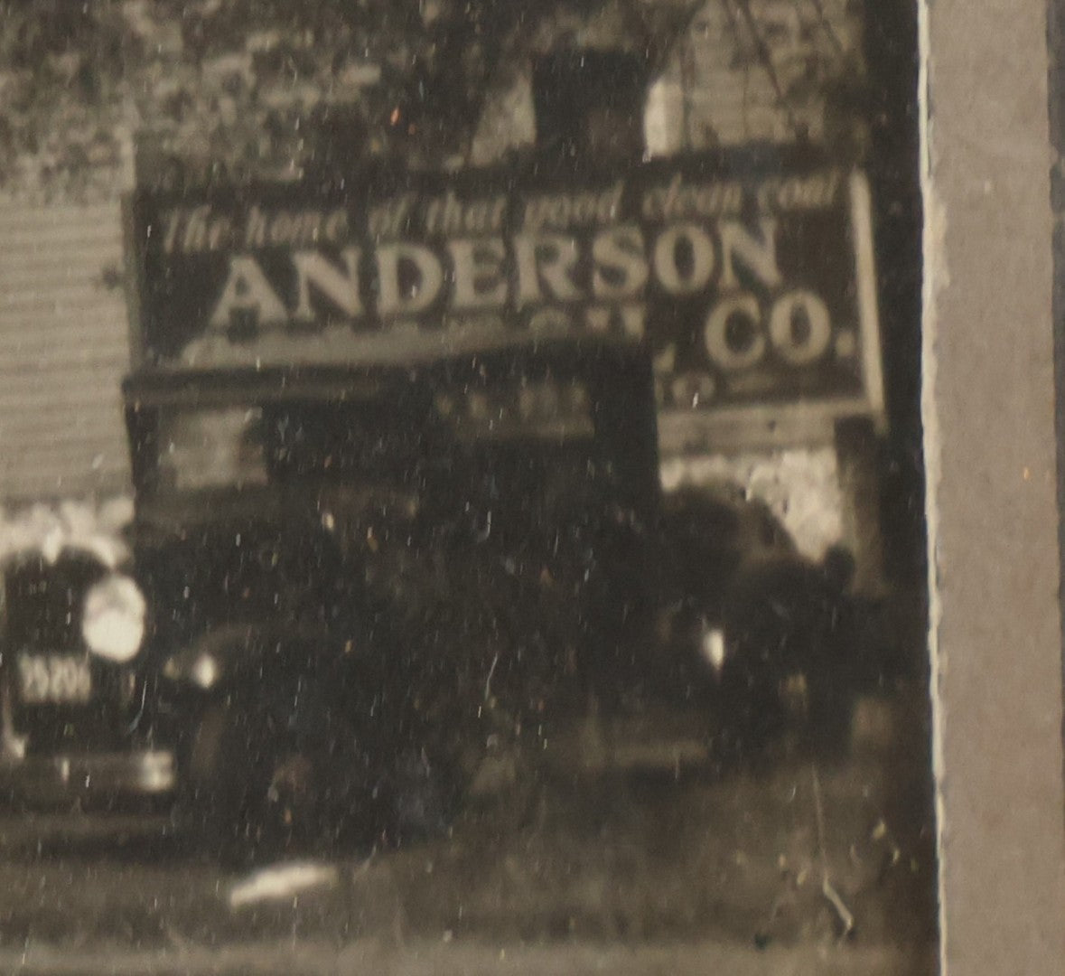 Lot 118 - Antique Boarded Photograph Of Early Gas Station With Many Automobiles Visible, Sign For Goodrich Silvertown Tires, C.E. Anderson, Richfield, In Frame, As Found, 13-3/4" x 11-1/4"