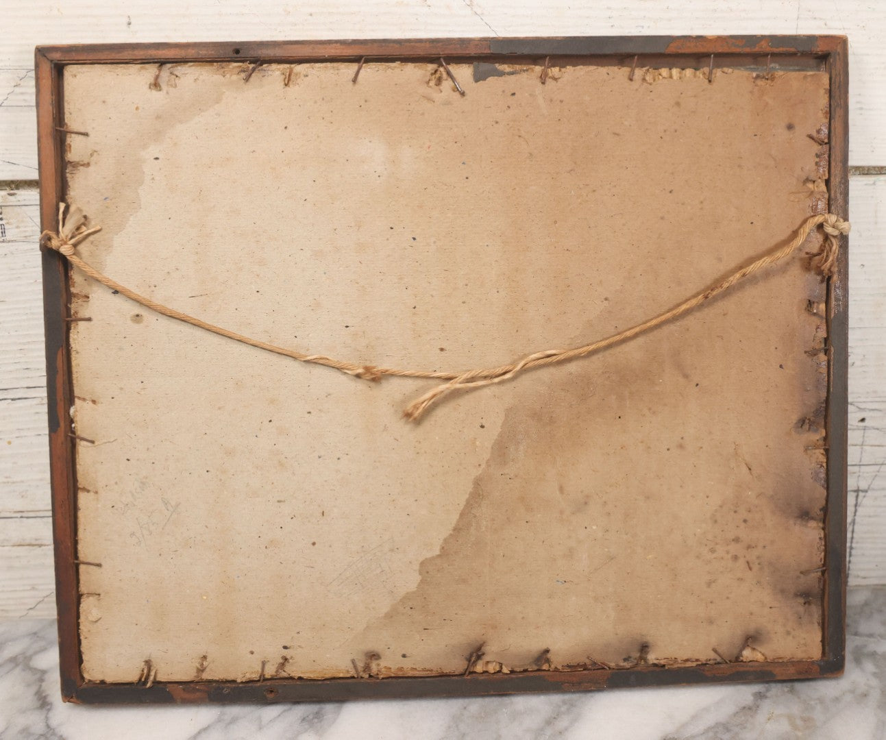 Lot 118 - Antique Boarded Photograph Of Early Gas Station With Many Automobiles Visible, Sign For Goodrich Silvertown Tires, C.E. Anderson, Richfield, In Frame, As Found, 13-3/4" x 11-1/4"