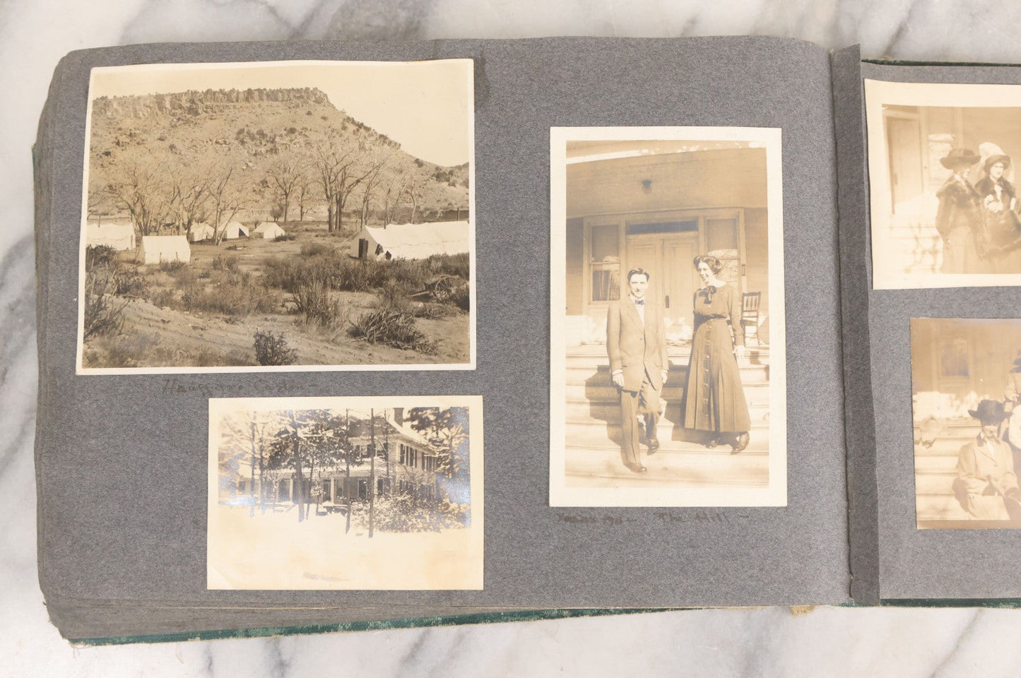 Lot 003 - Antique Snapshot Photo Album Belonging To Mary Eleanor Hill, Containing Photographs Taken In And Around "Brier Crest" In Villanova, Pennsylvania And "Eagle's Nest" In Grovetown, Georgia, With Over 300 Photographs, Including Women In Catacombs