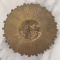 Lot 006 - Vintage Cast Brass Moon Man Face Trinket Dish With Surrounding Starburst Design, 5-1/2" Diameter