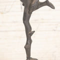 Lot 007 - Vintage Miniature Cast Iron Hermes Greek God Statue, After Giambologna, On Cut Stone Base, 9-1/8" Height
