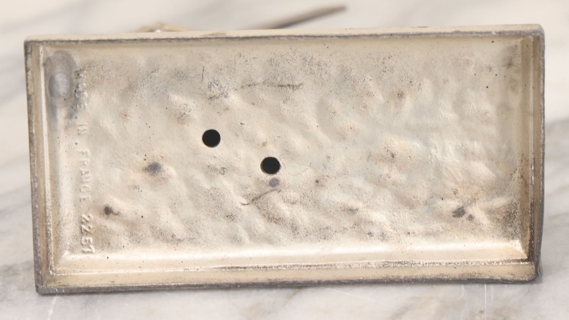 Lot 009 - Antique Devotional Metal Statue Of Jesus Christ Bearing The Cross With Silver Finish, Marked "Made In France," No. 2251, 5-5/8" Height