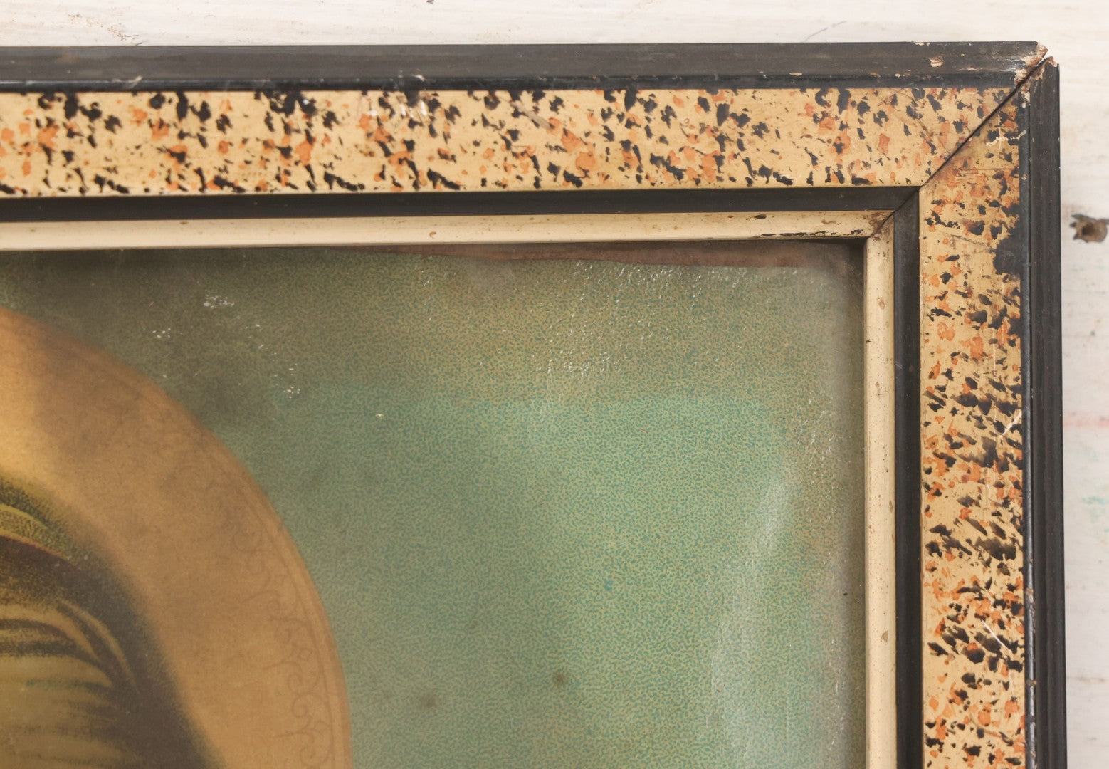 Lot 014 - Antique Chromolithograph Print Of Saint Agnes Of Rome, Venerated Virgin Martyr Catholic And Orthodox Saint, Depicted With Lamb And Palm Branch, In Period Frame, 12-1/2" x 16-3/4"