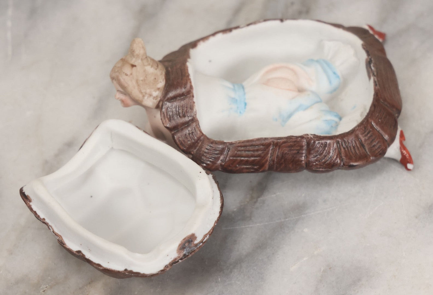 Lot 016 - Antique German Bisque Half Doll Turtle Lady, Risque Figurine, Butt Exposed When Turtle Shell Removed, Note Chips To Shell