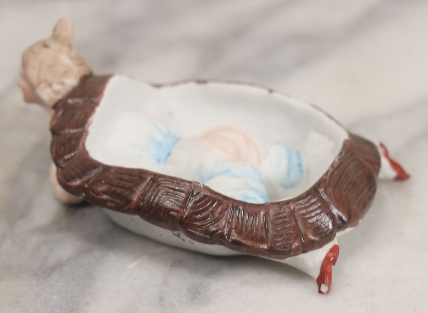 Lot 016 - Antique German Bisque Half Doll Turtle Lady, Risque Figurine, Butt Exposed When Turtle Shell Removed, Note Chips To Shell