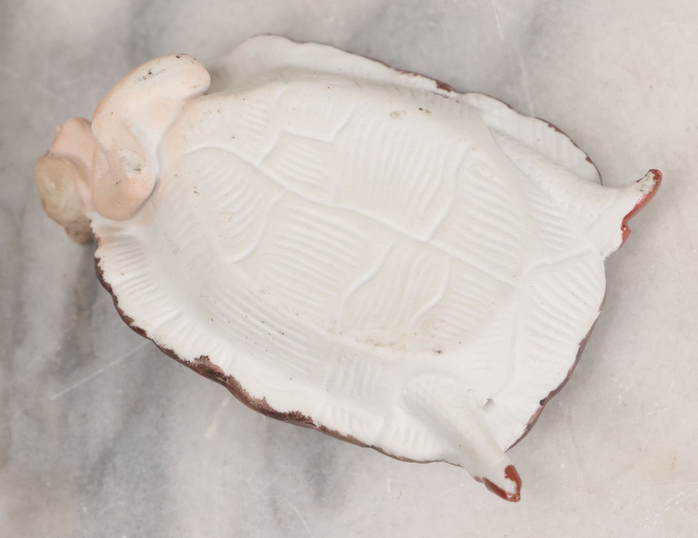 Lot 016 - Antique German Bisque Half Doll Turtle Lady, Risque Figurine, Butt Exposed When Turtle Shell Removed, Note Chips To Shell