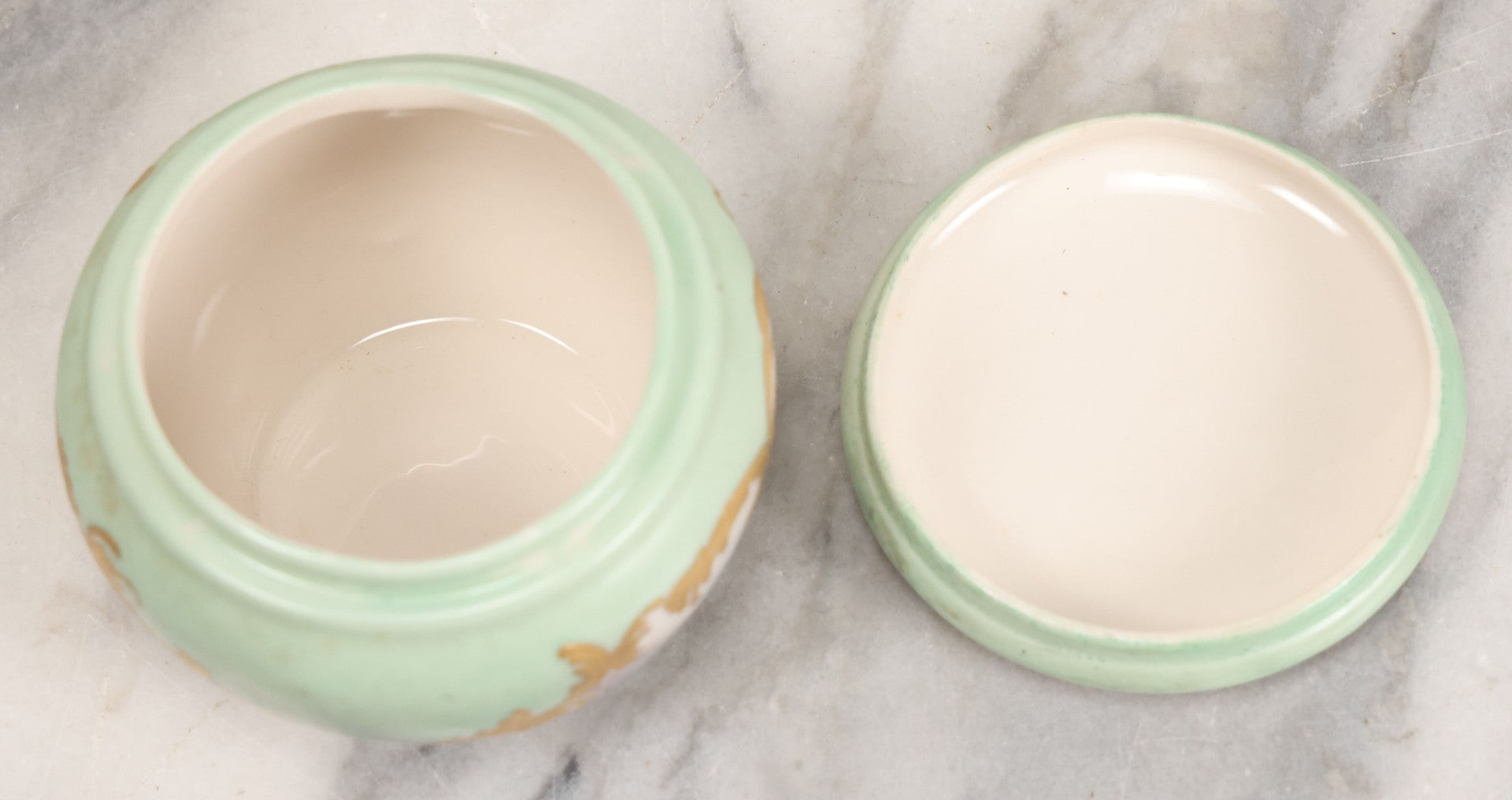 Lot 019 - Antique Hand Painted French Limoges Porcelain Dresser Box With Painting Of Brunette Woman In Extravagant Hat On Lid, With Yellow Painted Flowers, Artist Signed L.C.K. Dated 1894, With Purple "Belleek" Hallmark