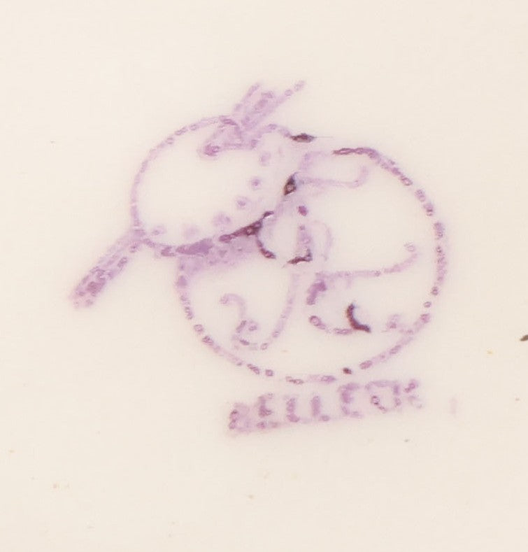 Lot 019 - Antique Hand Painted French Limoges Porcelain Dresser Box With Painting Of Brunette Woman In Extravagant Hat On Lid, With Yellow Painted Flowers, Artist Signed L.C.K. Dated 1894, With Purple "Belleek" Hallmark