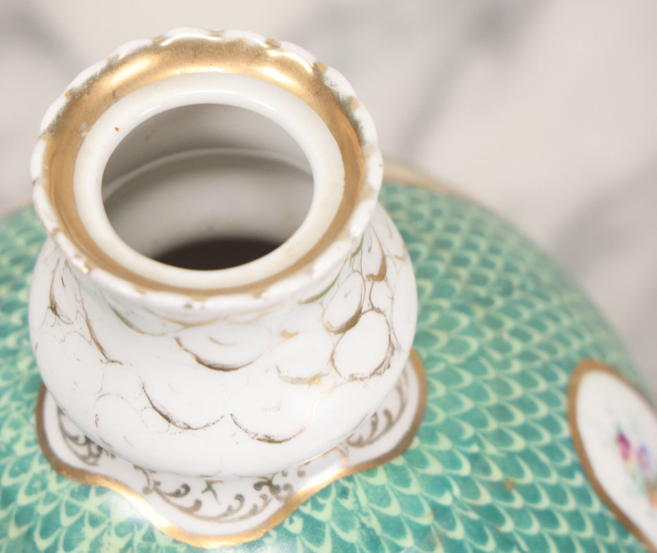 Lot 020 - Antique Transfer Printed Vienna Style Pottery Vase With Two Scenes After Angelica Kauffmann, Including Three Goddesses And Cupid Tying Wrists Of Partially Nude Woman, Made In Austria, 9-3/4" Height