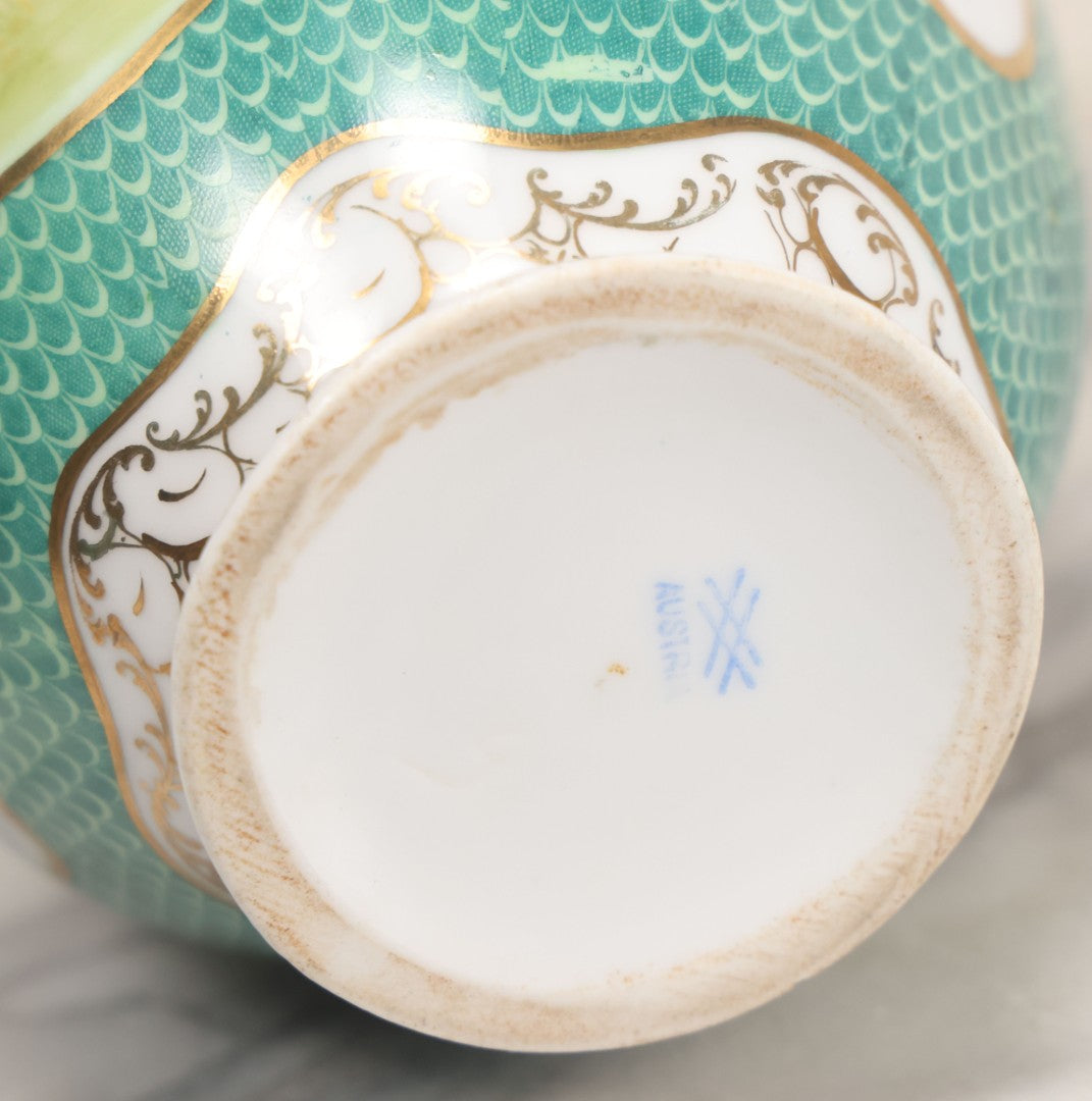 Lot 020 - Antique Transfer Printed Vienna Style Pottery Vase With Two Scenes After Angelica Kauffmann, Including Three Goddesses And Cupid Tying Wrists Of Partially Nude Woman, Made In Austria, 9-3/4" Height